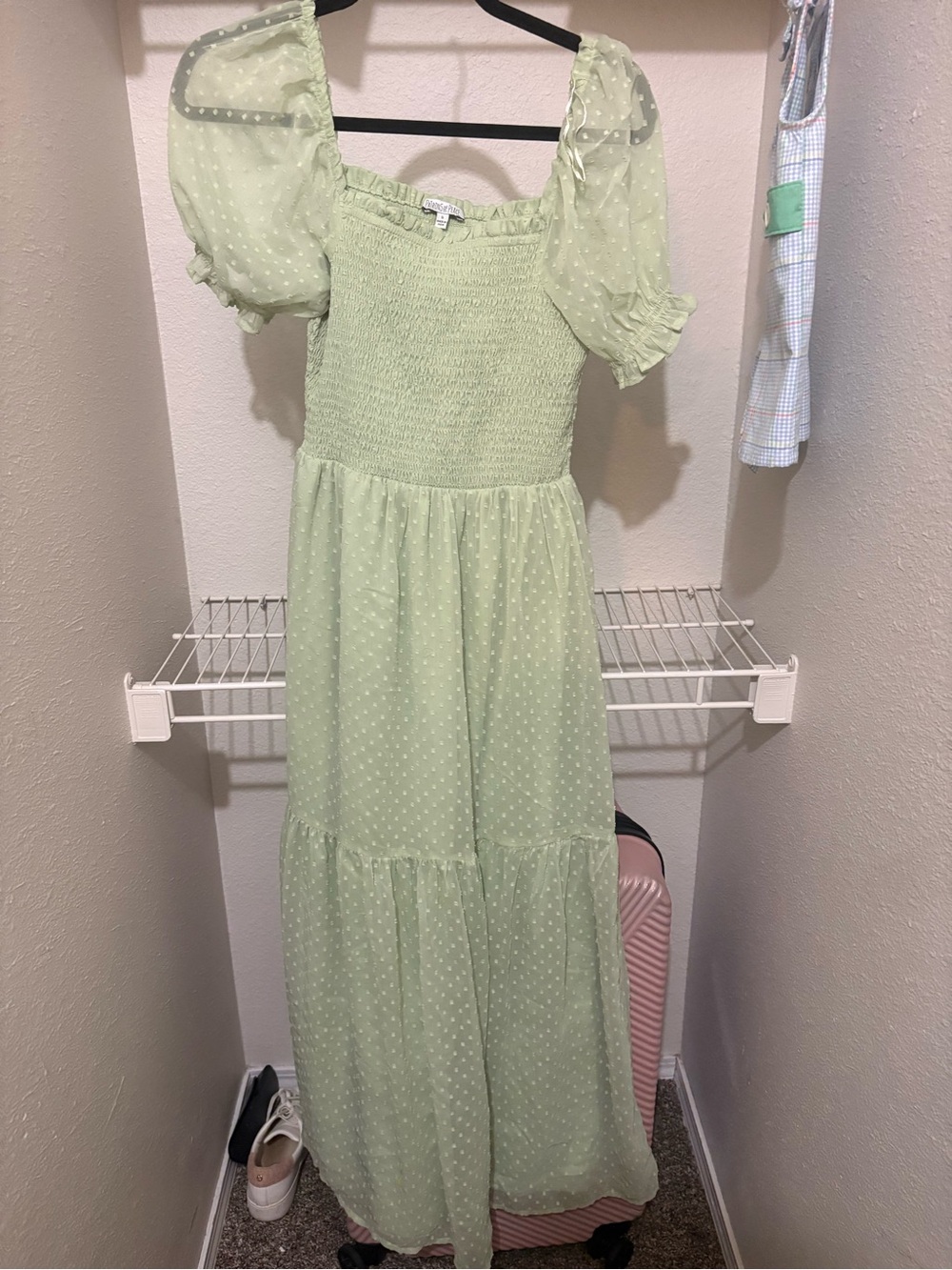 Patrons of Peace Sage Green Smocked Dress Top